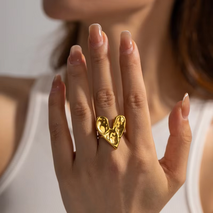 " gleamoria Golden Heart Statement Ring"